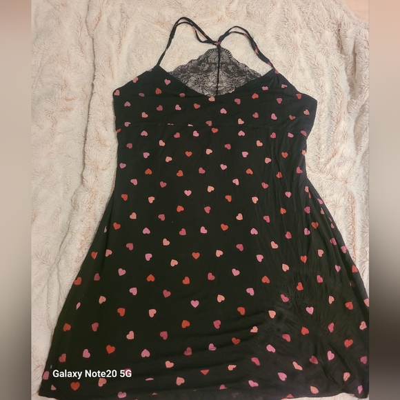 Victoria's Secret Black and Pink Heart Nightgown - Picture 1 of 5
